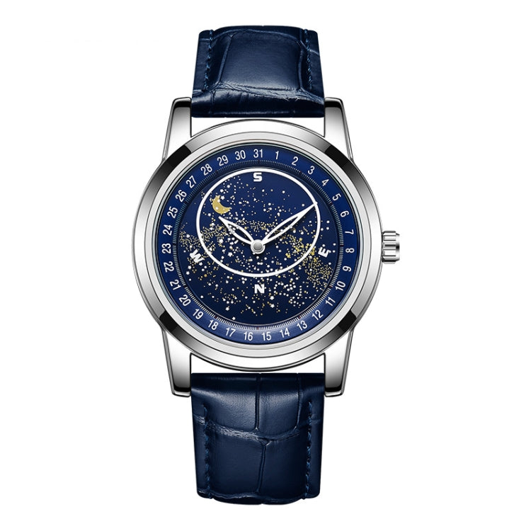 Orologio meccanico impermeabile luminoso con cinturino in pelle Sanda 7001