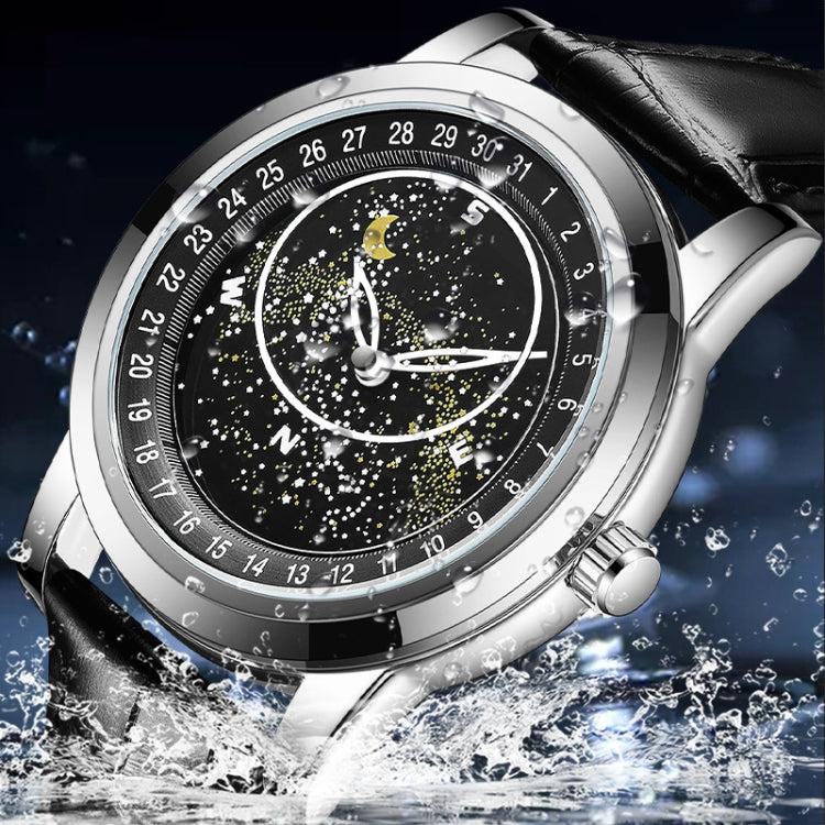 Orologio meccanico impermeabile luminoso con cinturino in pelle Sanda 7001