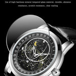 Orologio meccanico impermeabile luminoso con cinturino in pelle Sanda 7001