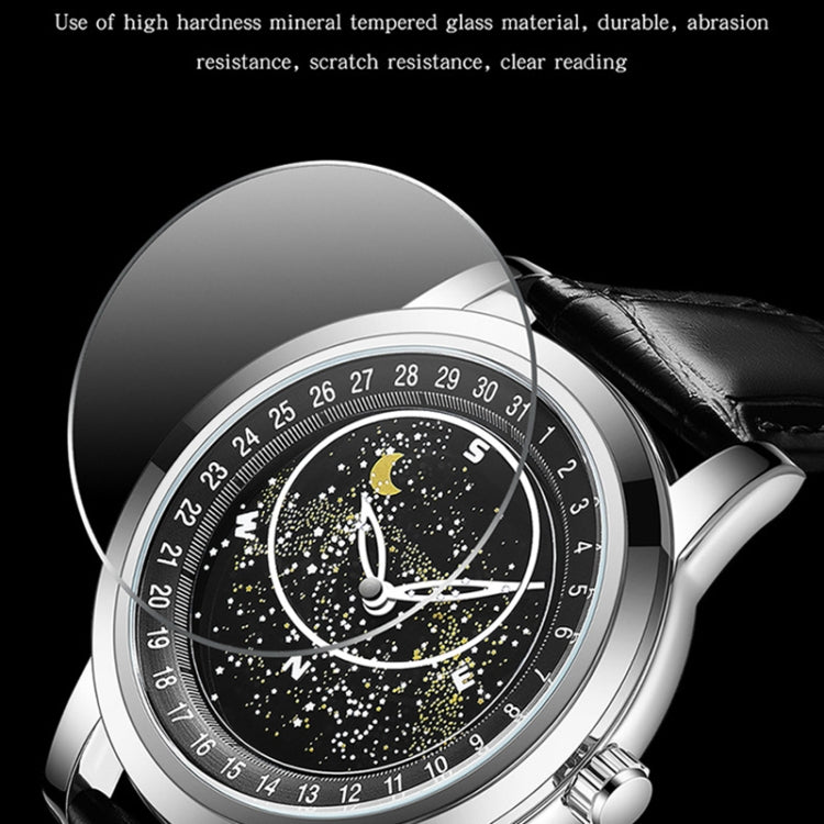 Orologio meccanico impermeabile luminoso con cinturino in pelle Sanda 7001