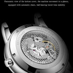 Orologio meccanico impermeabile luminoso con cinturino in pelle Sanda 7001
