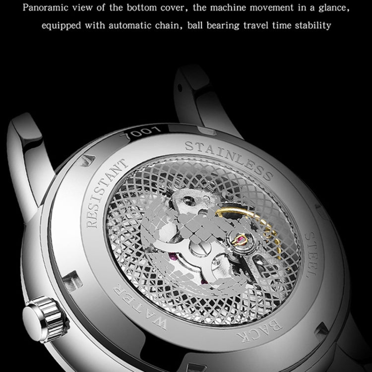 Orologio meccanico impermeabile luminoso con cinturino in pelle Sanda 7001