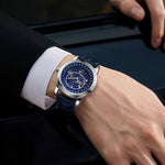 Orologio meccanico impermeabile luminoso con cinturino in pelle Sanda 7001