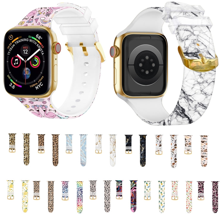 Cinturino per orologio con stampa a colori con fibbia quadrata per Apple Watch Series, 7 45mm / 6&SE&5&4 44mm / 3&2&1 42mm