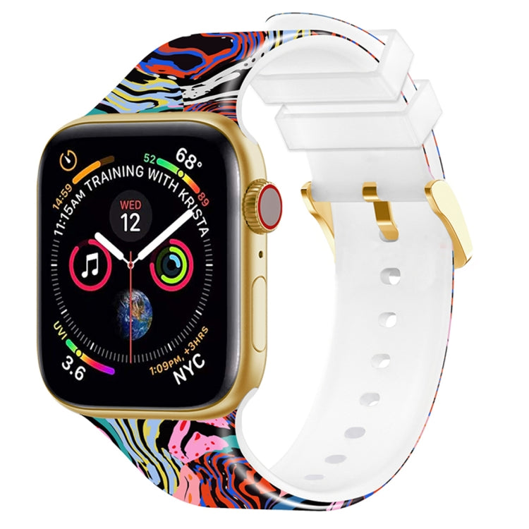 Cinturino per orologio con stampa a colori con fibbia quadrata per Apple Watch Series, 7 41mm / 6&SE&5&4 40mm / 3&2&1 38mm