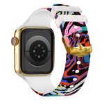 Cinturino per orologio con stampa a colori con fibbia quadrata per Apple Watch Series, 7 41mm / 6&SE&5&4 40mm / 3&2&1 38mm