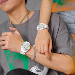 SANDA 1053 Orologio elettronico impermeabile da donna con doppio display e cinturino in TPU