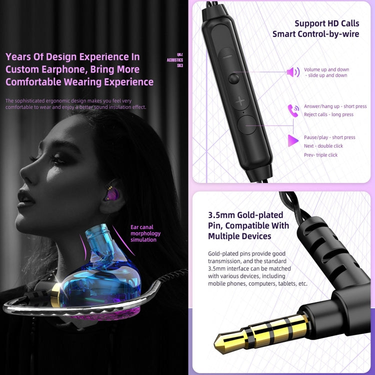 QKZ SK3 3.5mm Sports In-ear Wired HIFI Bass Stereo Sound Auricolare con microfono