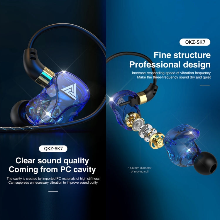 QKZ SK7 Auricolare stereo HIFI cablato con driver in rame sportivo da 3,5 mm con microfono