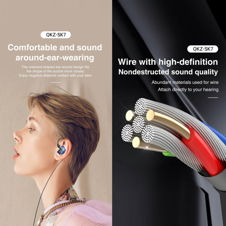 QKZ SK7 Auricolare stereo HIFI cablato con driver in rame sportivo da 3,5 mm con microfono