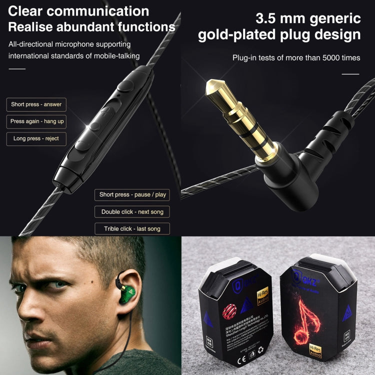 QKZ SK7 Auricolare stereo HIFI cablato con driver in rame sportivo da 3,5 mm con microfono