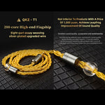 QKZ T1 8 Core TC Placcato Argento 3.5mm 0.75mm 2PIN HIFI Cavo Aggiornamento Auricolare