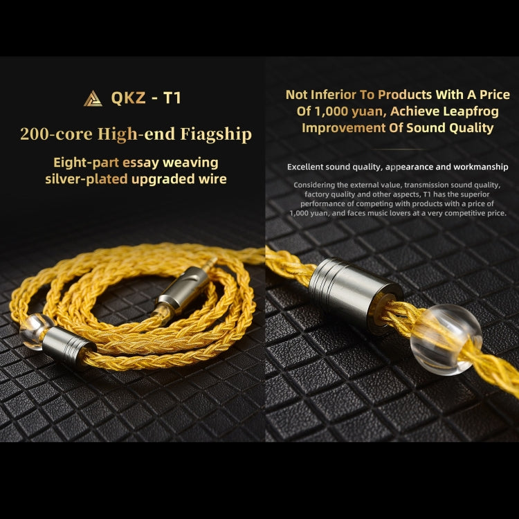 QKZ T1 8 Core TC Placcato Argento 3.5mm 0.75mm 2PIN HIFI Cavo Aggiornamento Auricolare