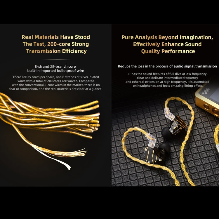 QKZ T1 8 Core TC Placcato Argento 3.5mm 0.75mm 2PIN HIFI Cavo Aggiornamento Auricolare