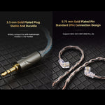 QKZ T1 8 Core TC Placcato Argento 3.5mm 0.75mm 2PIN HIFI Cavo Aggiornamento Auricolare