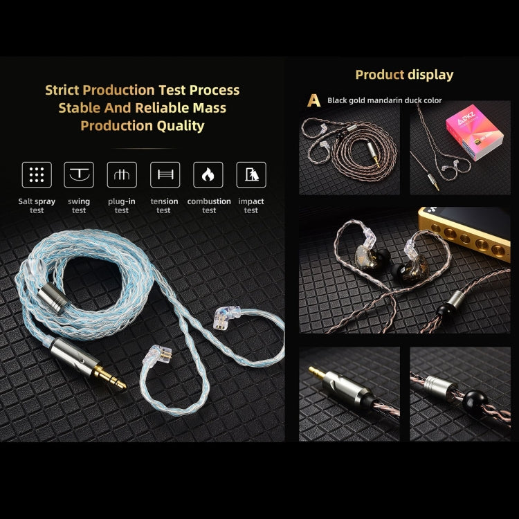 QKZ T1 8 Core TC Placcato Argento 3.5mm 0.75mm 2PIN HIFI Cavo Aggiornamento Auricolare