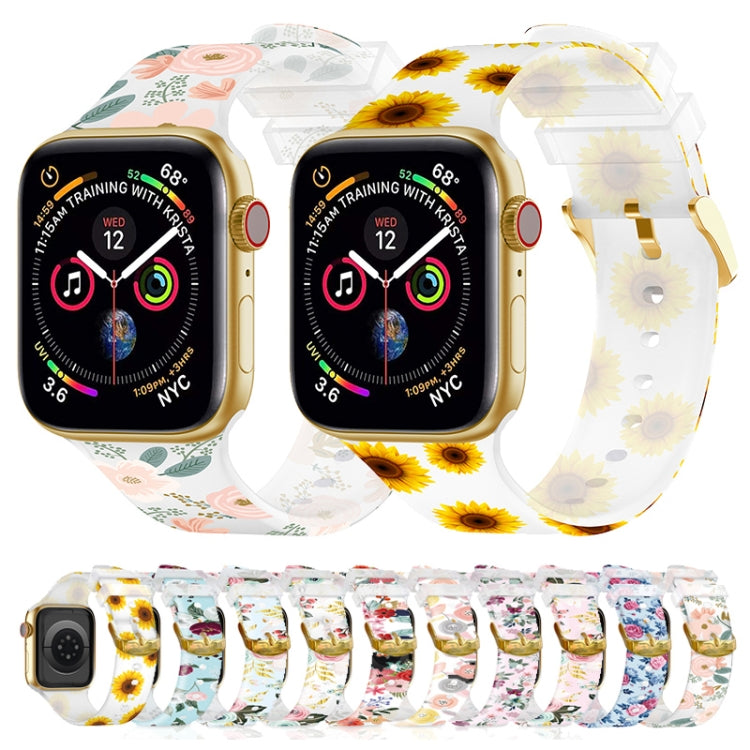 Cinturino trasparente con fibbia quadrata per Apple Watch Series, 7 45mm / 6&SE&5&4 44mm / 3&2&1 42mm, 7 41mm / 6&SE&5&4 40mm / 3&2&1 38mm