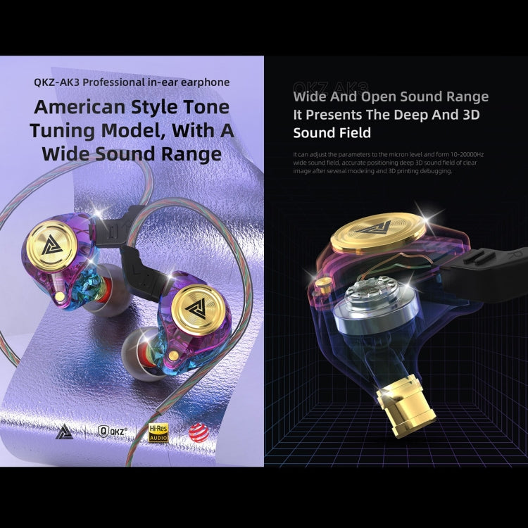 QKZ AK3 FiLe Subwoofer in-ear Auricolare controllato da filo con microfono