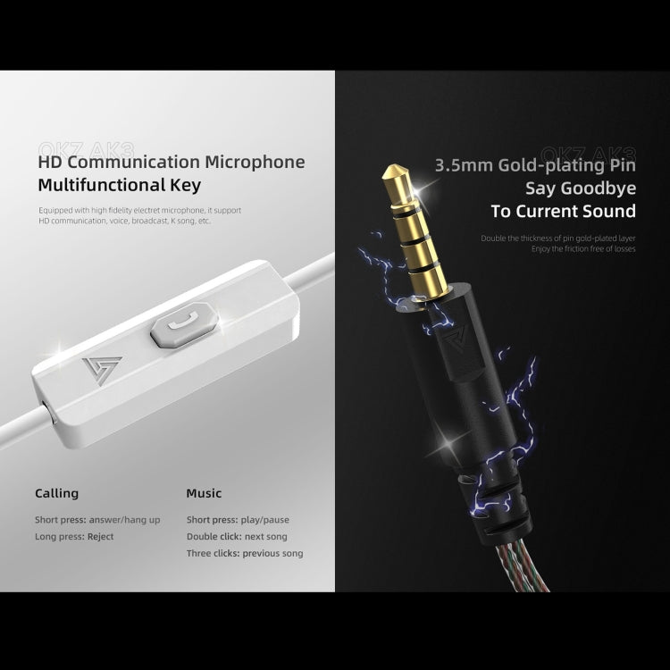 QKZ AK3 FiLe Subwoofer in-ear Auricolare controllato da filo con microfono