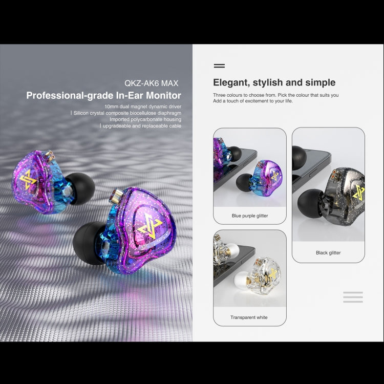 QKZ AK6 MAX Subwoofer dinamico in-ear con controllo a filo, Standard Version, with Mic Version