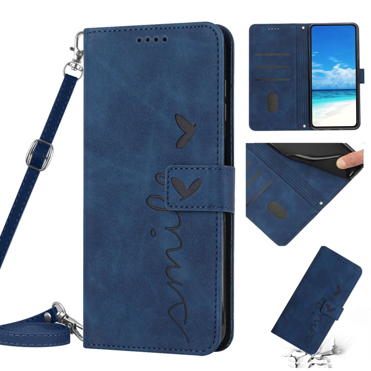 Custodia per telefono in pelle con motivo a cuore Skin Feel con cordino, For Xiaomi Redmi Note 10 5G, For Xiaomi Redmi Note 10 Pro, For Xiaomi Redmi Note 11 Pro Global, For Xiaomi Redmi Note 11 Global