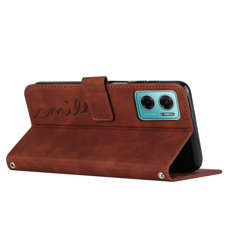 Custodia per telefono in pelle con motivo a cuore Skin Feel con cordino, For Xiaomi Redmi Note 11E, For Xiaomi Mi 11 Lite, For Xiaomi 11T / 11T Pro, For Xiaomi Poco M3