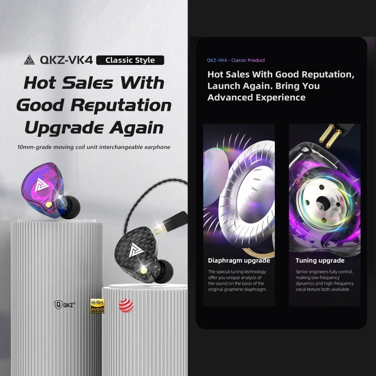 QKZ VK4 In-Ear Subwoofer HiFi Auricolare con controllo a filo con microfono