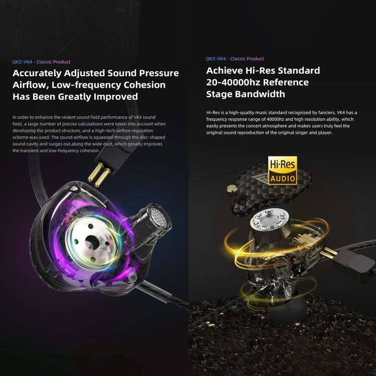 QKZ VK4 In-Ear Subwoofer HiFi Auricolare con controllo a filo con microfono