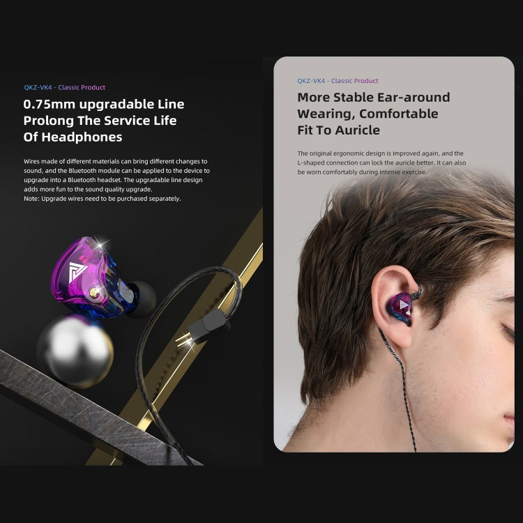 QKZ VK4 In-Ear Subwoofer HiFi Auricolare con controllo a filo con microfono