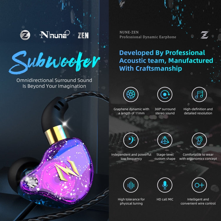QKZ ZEN Subwoofer in-ear Auricolare sportivo da corsa con musica controllata da filo con microfono