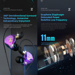 QKZ ZEN Subwoofer in-ear Auricolare sportivo da corsa con musica controllata da filo con microfono