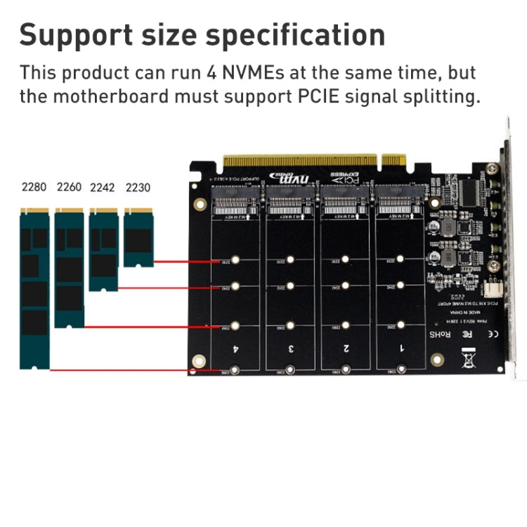 Scheda array di dischi PCI-E PH44 NVME 4 Scheda array diviso