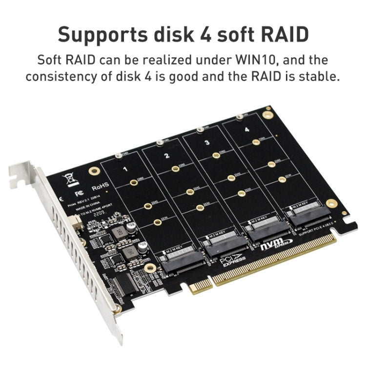 Scheda array di dischi PCI-E PH44 NVME 4 Scheda array diviso