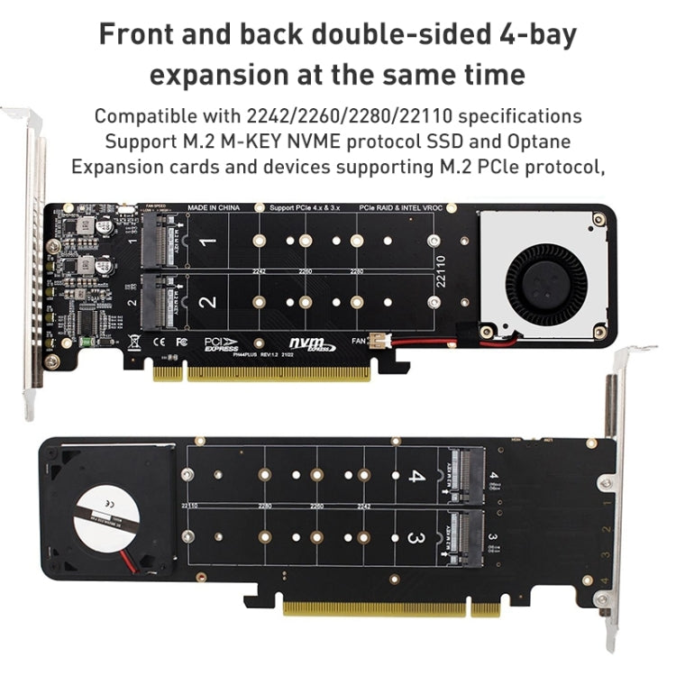Scheda convertitore RAID SSD PCIe X16 a M.2 M-key NVMEx4, PCIe X16 to M.2