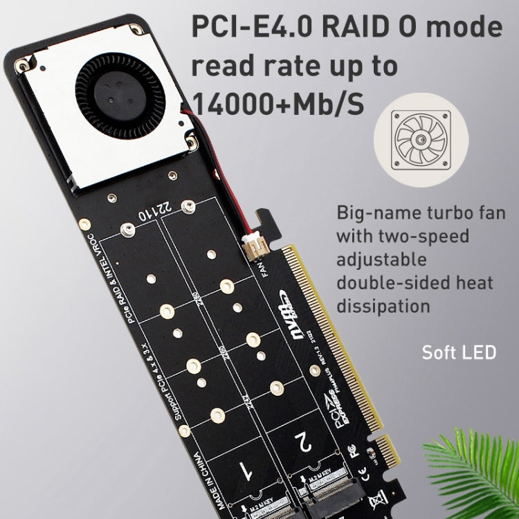 Scheda convertitore RAID SSD PCIe X16 a M.2 M-key NVMEx4, PCIe X16 to M.2