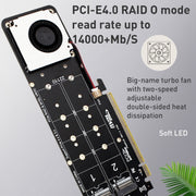Scheda convertitore RAID SSD PCIe X16 a M.2 M-key NVMEx4, PCIe X16 to M.2