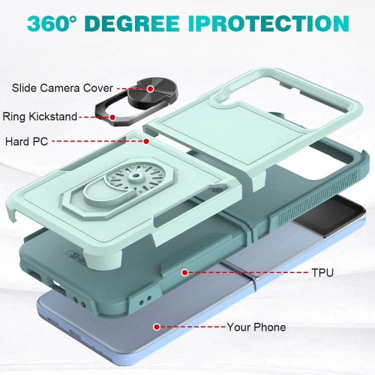 Custodia per telefono PC + TPU con supporto per anello, For Samsung Galaxy Z Flip4