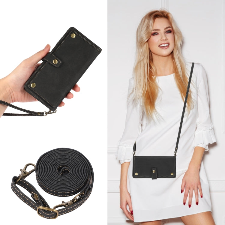 Custodia portafoglio in pelle con cordino per iPhone 14 Pro Max