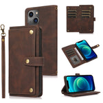 Custodia portafoglio in pelle con cordino per iPhone 14 Pro Max