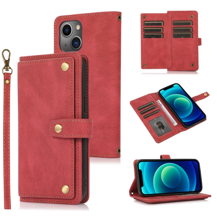 Custodia portafoglio in pelle con cordino per iPhone 14 Pro Max