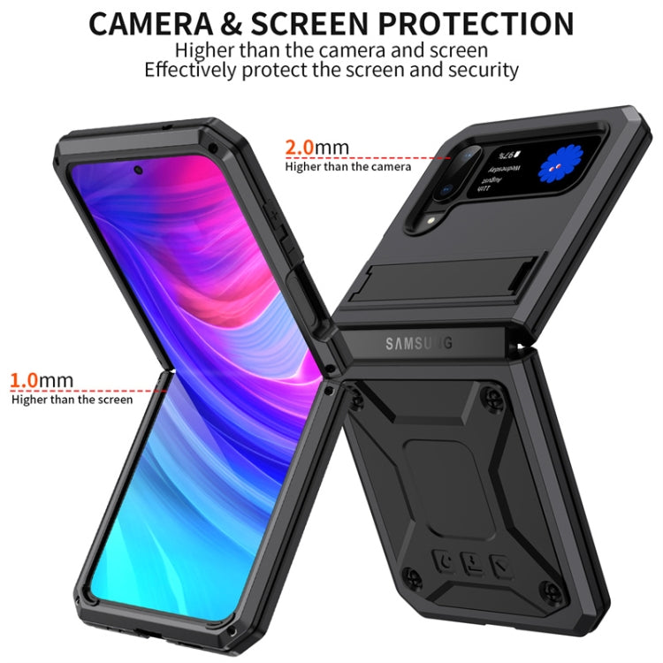 Custodia per telefono antiurto in metallo con supporto, For Samsung Galaxy Z Flip4, For Samsung Galaxy Z Flip3 5G, For Samsung Galaxy Z Fold4