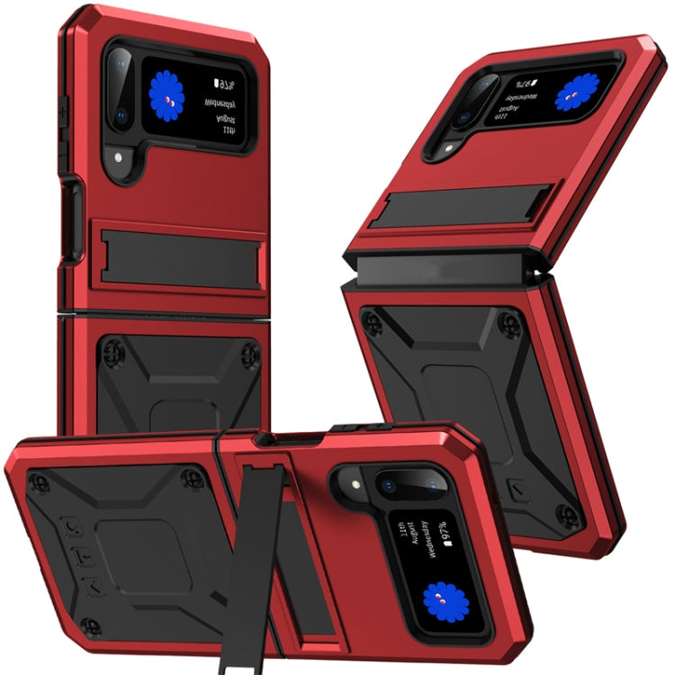 Custodia per telefono antiurto in metallo con supporto, For Samsung Galaxy Z Flip4, For Samsung Galaxy Z Flip3 5G, For Samsung Galaxy Z Fold4