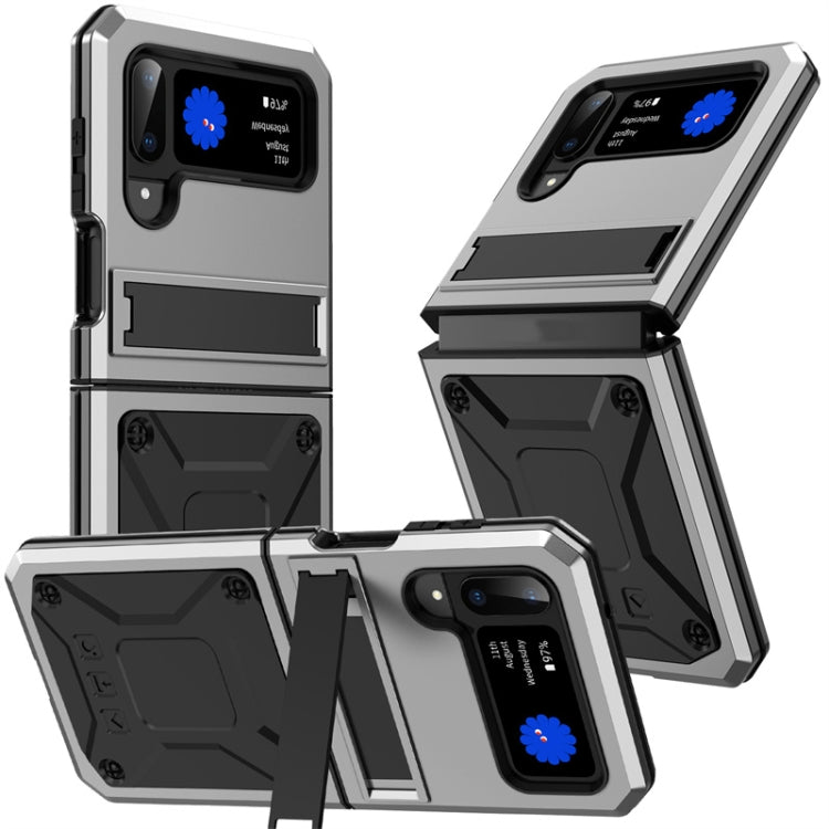 Custodia per telefono antiurto in metallo con supporto, For Samsung Galaxy Z Flip4, For Samsung Galaxy Z Flip3 5G, For Samsung Galaxy Z Fold4