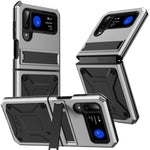 Custodia per telefono antiurto in metallo con supporto, For Samsung Galaxy Z Flip4, For Samsung Galaxy Z Flip3 5G, For Samsung Galaxy Z Fold4