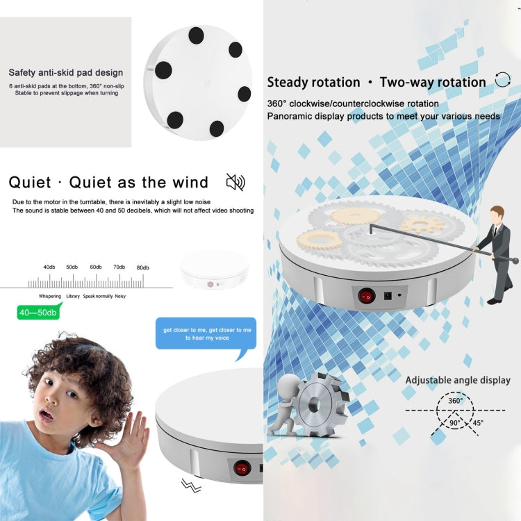 Giradischi girevole per riprese video con supporto girevole da 42 cm, carico: 100 kg, 42cm, Charging Power, US Plug, 42cm, Charging Power, EU Plug, 42cm, Charging Power, UK Plug, 42cm, Charging Power, AU Plug