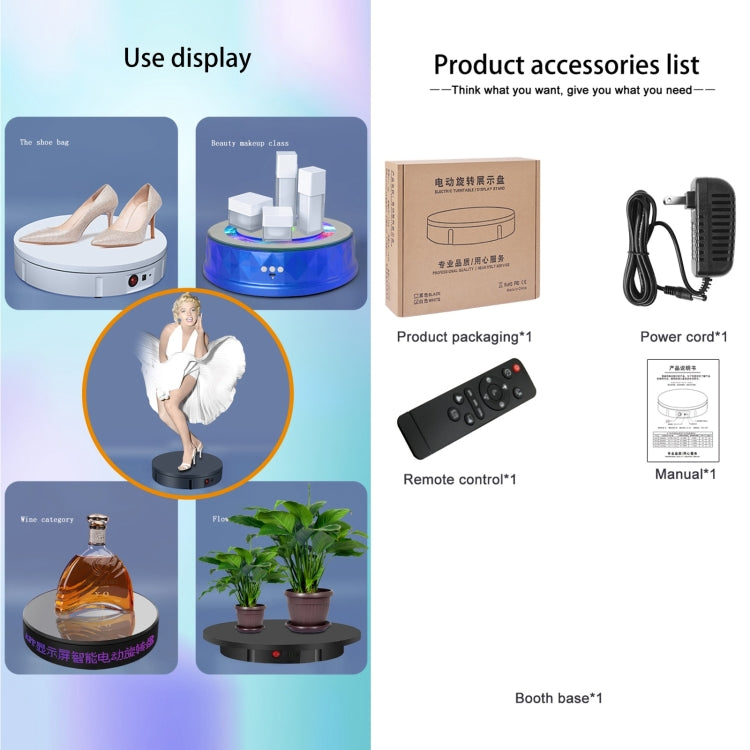 Giradischi girevole per riprese video con supporto girevole da 60 cm, carico: 100 kg, 60cm, Charging Power, US Plug, 60cm, Charging Power, EU Plug, 60cm, Charging Power, UK Plug, 60cm, Charging Power, AU Plug
