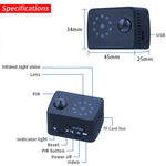 Mini videocamera HD 1080P con visione notturna e sensore PIR