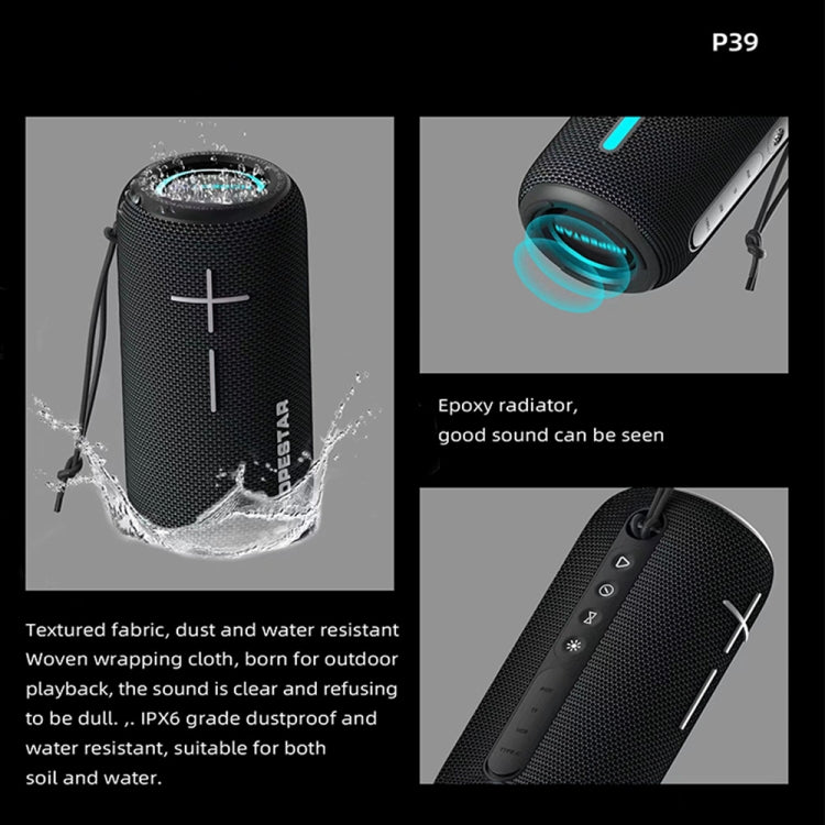 HOPESTAR P39 Altoparlante Bluetooth wireless con luce RGB impermeabile per esterni