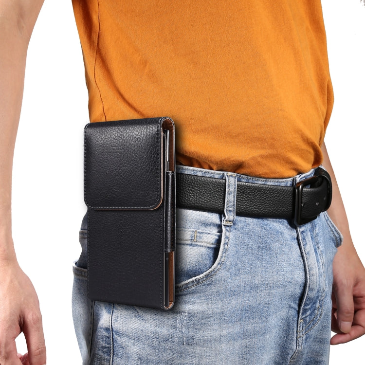 Marsupio portatile per cellulare da uomo in pelle con texture Litchi per 6,9 pollici o inferiore, 6.9 inch Litchi Texture