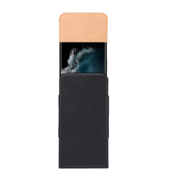 Marsupio portatile per cellulare da uomo in pelle con texture Litchi per 6,9 pollici o inferiore, 6.9 inch Litchi Texture